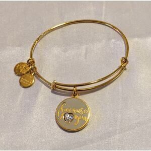 NWOT Alex and Ani Color Infusion Because I Love You Shiny Gold Bangle Bracelet